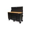 HUSky 61 in. W X 26 in. D Heavy Duty 10-Drawer 1-Door Mobile WorkBench with Hardwood Top