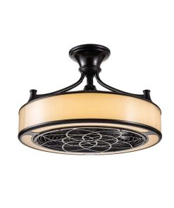 Home Decorators Collection Windara 22 in. LED Indoor/Covered Outdoor Black Ceiling Fan