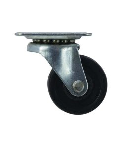 1-1/2 in. Black Soft Rubber and Steel Swivel Plate Caster with 40 lb. Load Rating