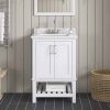 Home Decorators Collection Tupelo 24 in. W X 19 in. D X 34.5 in. H Single Sink Bath Vanity in White with White Engineered Stone Top