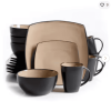 Soho Lounge 18-Piece Taupe Matte Soft Square Stoneware Dinnerware Set
