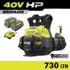 RYOBI 40V HP Brushless Whisper Series 165 MPH 730 CFM Cordless Battery Backpack Blower with (2) 6.0 Ah Batteries and Charger