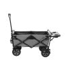 Mac Sports Heavy Duty Steel Frame Collapsible Folding 150 Pound Capacity Outdoor Garden Utility Wagon Yard Cart with Table and Cup Holders