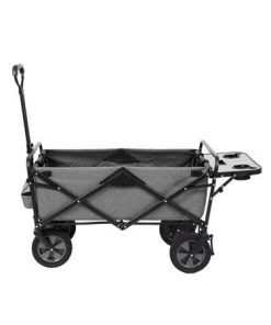 Mac Sports Heavy Duty Steel Frame Collapsible Folding 150 Pound Capacity Outdoor Garden Utility Wagon Yard Cart with Table and Cup Holders