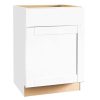 Hampton Bay 2487081 Shaker Assembled 24×34.5×24 in. Base Kitchen Cabinet with Ball-Bearing Drawer Glides in Satin White