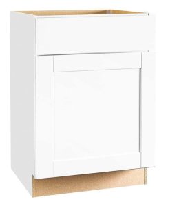 Hampton Bay 2487081 Shaker Assembled 24×34.5×24 in. Base Kitchen Cabinet with Ball-Bearing Drawer Glides in Satin White