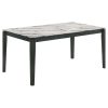 Stevie White Faux Marble and Black Stain 63 in. 4-Legs Dining Table (Seats-6)