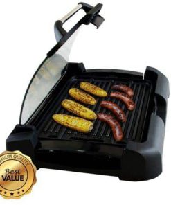 Megachef Reversible Indoor Grill and Griddle with Removable Glass Lid
