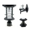 Gama Sonic Silo Solar Post Light Aluminum with Clear Rain Glass Mounting Options Fitter for Lamp Pole Mount On Column Wall Sconce Mount (20B50033)