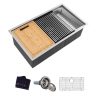 Glacier Bay Zero Radius Undermount 18G Stainless Steel 27 in. Single Bowl Workstation Kitchen Sink with Accessories