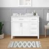 Caville 42 in. W X 22 In. D x 34 in. H Single Sink Bath Vanity in White with Carrara Marble Top