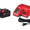 Milwaukee 48-59-1850 – M18 Redlithium XC 18V 5.0Ah Li-Ion Battery and Wall Battery Charger