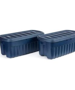 Rubbermaid Roughneck Storage Totes 50 Gal Durable Stackable Storage Containers for Basement Storage More Gal – 2 Pack Dark Indigo Metallic 50 Gal