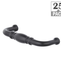 Decorative Bead 3 in. (76 mm) Matte Black Classic Cabinet Pull (25-Pack)