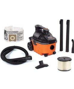 4 Gal. 5.0 Peak HP Portable Shop Vacuum Wet Dry Vac with Fine Dust Filter, Locking Hose and Attachments WD4070