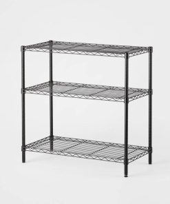 3 Tier Wide Wire Shelving Black – Brightroom™: Adjustable Wire Rack, 36.63″ Height, 350 lb Capacity, 3 Shelves