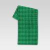Plaid Plush Christmas Throw Blanket Green/White -TM