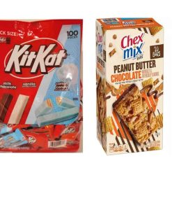 KIT Kat Chocolate Candy Assortment Snack Size Bars 100 Pieces (Milk Chocolate Vanilla Cotton Candy) Plus 1 Box of Chex Mix 20 Bars Peanut Butter Chocolate